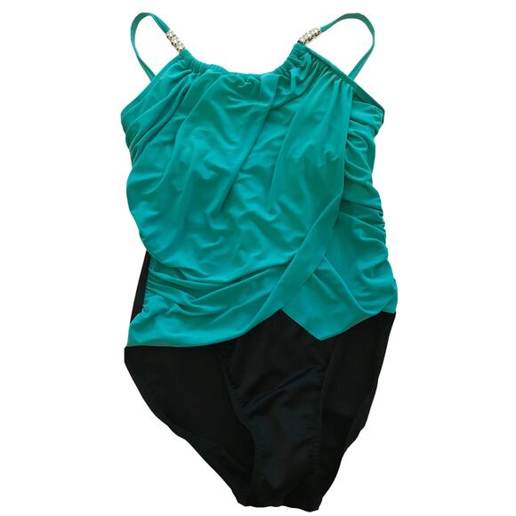 8 Magicsuit Wome's New Control One Piece Swim Bathing Suit Turquoise Black - Picture 1 of 8